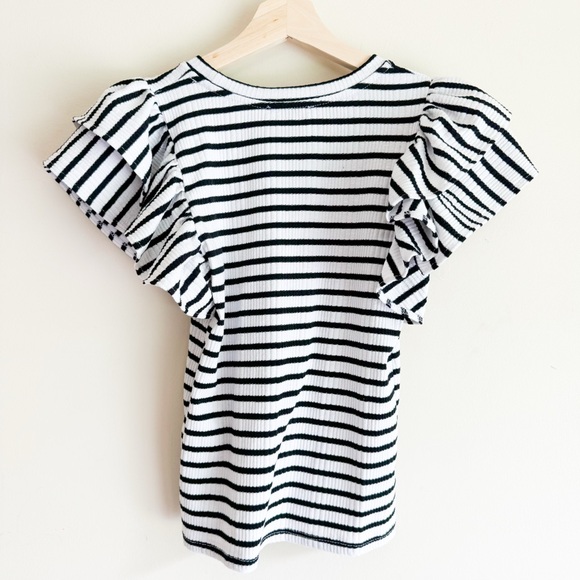 Zara Ruffled Sleeve Tee Size Small - Picture 4 of 6